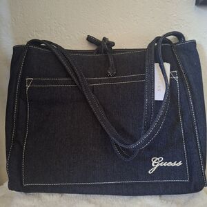 New Guess Denim Tote Bag in Dark Blue